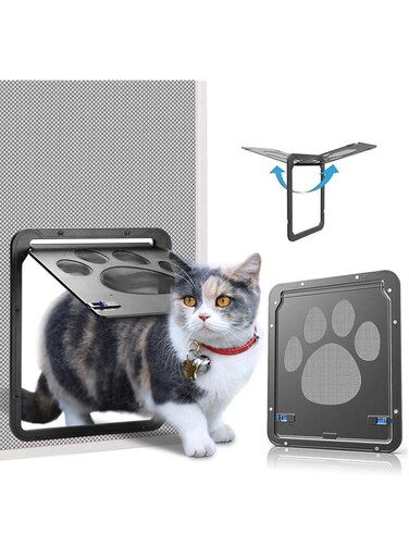 Bolivia's Cat Door Flap, Lockable Pet Screen Door, Magnetic Self-Closing Screen Door with Locking Function, Sturdy Screen Door for Dogs Cats, Weatherproof Cat Flap for Thin Door and Wall