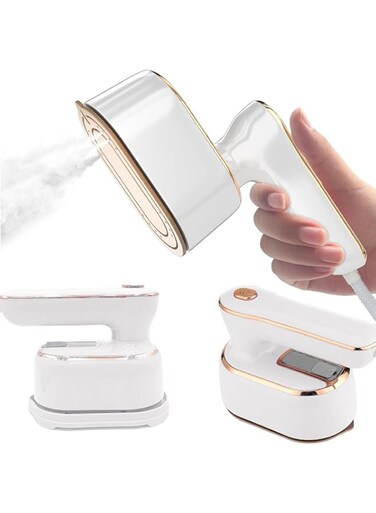 ROUNY Travel Mini Steamer Iron for Clothes, Portable Handheld Ironing Machine, Travel Small Size 180&deg; Rotating Steamer, Travel College Dorm Home Essentials Garment Steamer for Clothes (White)