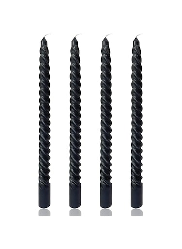 THE WHITE SHOP 4pcs,Taper Candles,Blue Metal Style Taper Candles,10 inch Spiral Candlesticks,Clean Burning Candle Sticks (Color : BLACK)