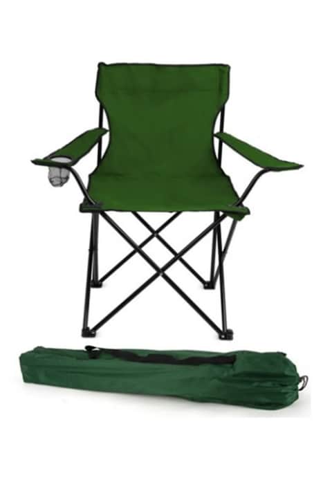 Foldable Camping Chair /Picnic Chair/Beach Chair/Out Door Chair Hand Support With Cup Holder With Carry Bag (Green)