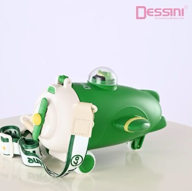 Dessini 550ml kids water bottle, BPA free, leak proof 800grey/green