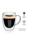 Dessini 2-pieces Double Wall Insulated Glass Mugs with Handle for Drinkware Coffee Tea Heat Resistant 300ml KD580