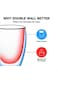 Dessini 2-pieces Double Wall Insulated Glass Mugs with Handle for Drinkware Coffee Tea Heat Resistant 300ml KD580