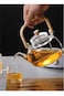 Dessini 1000ml Glass Teapot with glass filter , Borosilicate Tea Kettle with Bambo handle Stovetop KD530