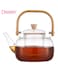 Dessini 1000ml Glass Teapot with glass filter , Borosilicate Tea Kettle with Bambo handle Stovetop KD530