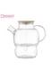 Dessini 1000ml Borosilicate Glass Teapot with Bamboo Lid, Heat Resistant Candle Heated Tea Pot KD550