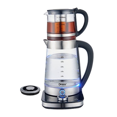 Dessini Electric Turkish Tea maker with 2.0L glass water kettle 1.0L tea pot 2000W 2300 black/clear