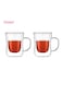 Dessini 250ml double wall glass tea cup with handle 2-pieces KD570