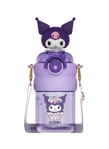 Kids Water Bottle 600ml Plastic Water Bottles Toddler Water Bottle with Straw and Portable Strap Boys Girls Summer Tritan Water Cup Purple