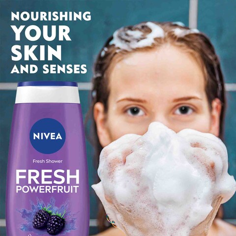 NIVEA Shower Gel Body Wash Fresh Powerfruit Antioxidants Blueberry Scent 250ml