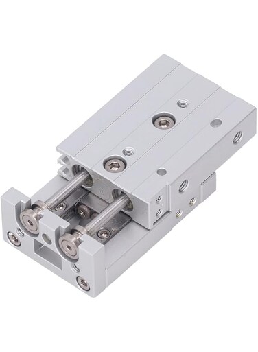 Pneumatic Cylinder, M5x0.8 Double Rod Double Action Parallel Pneumatic Finger Cylinder, Two Way Sealing Aluminum Alloy Stainless Steel Pneumatic Cylinder (HLQ8-20S)