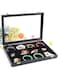 Padom Removable Jewelry Tray Showcase Display Stackable for Earrings Brooch Buttons Rings, necklace Black Velvet (12 Grids)