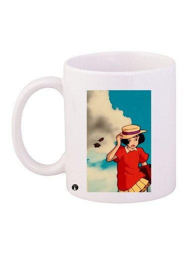 Anime Girl Printed Coffee Mug White/Red/Blue 11ounce