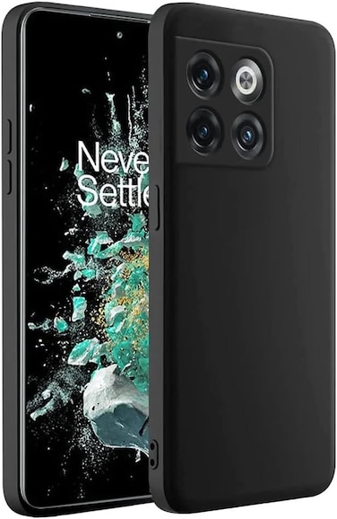 Muzz Silicone Case for Oneplus 10T / Oneplus Ace Pro, Liquid Gel Rubber Bumper Case with Soft Microfiber Lining Cushion Slim Hard Shell Shockproof Protective Cover for Oneplus 10T / Ace Pro (Black)