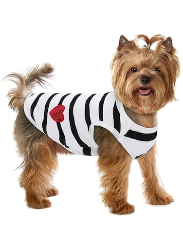 Preferhouse Pet Dog Striped T-Shirt Dogs Cats Cotton Vest Spring Summer Pet Apparel Tee Shirt Suitable for Small and Medium Large Pets French Bulldog Bichon