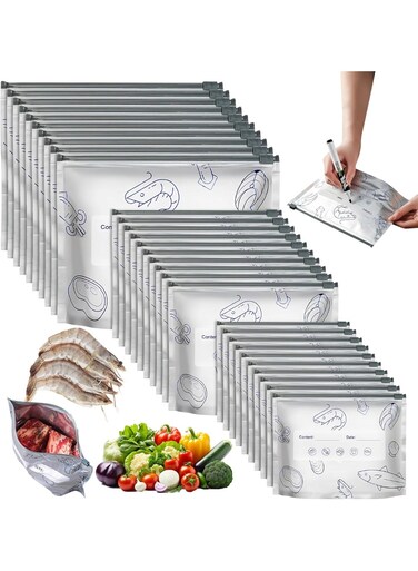 Reusable Aluminum Foil Sealable Storage Bags - Leakproof Airtight Bags, Food-Grade Aluminum Foil, Reusable &amp; Resealable for Safe Food Storage, Freezer