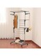 Clothes Drying Rack,3 Tier Rolling Dryer Clothes Hanger,Collapsible Garment Laundry Rack with Foldable Wings and Casters Indoor/Outdoor,Large Standing Rack Stainless Steel Hanging Rods(Gray)