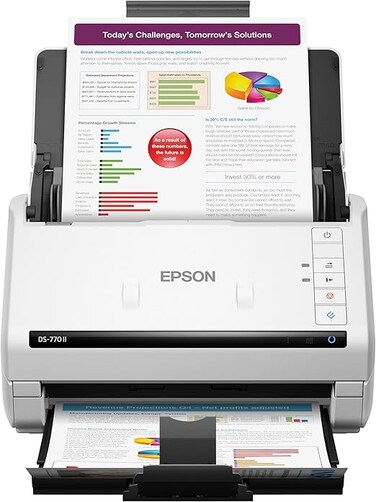 Epson DS-770 II Color Duplex Document Scanner for PC and Mac, with 100-page Auto Document Feeder (ADF), Twain and Drivers