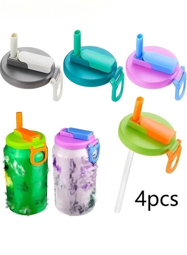 Reusable Soda Can Lids with Silicone Straws &acirc;&euro;&ldquo; BPA-Free Colorful Can Covers &acirc;&euro;&ldquo; Fits Standard Cans for Soda, Juice, Beer &acirc;&euro;&ldquo; Leakproof and Dishwasher Safe