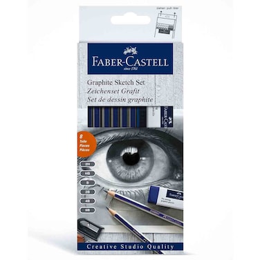 Faber-Castell Goldfaber Degree Pencil Set with Eraser and Sharpener, 8 PCS