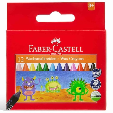 Faber-Castell Wax Crayons Set, 12 Colours, 75mm