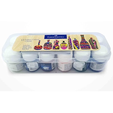 Faber-Castell Fabric Colors Paint Set, 10ml, 12 PCS