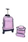 Kids Rolling School Backpack Set, 3-Piece with Lunch Bag and Pencil Case, Spinner Wheels.(Pink Design Print)