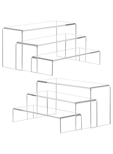 BPA&reg; 2 set of Large Acrylic Risers Desktop Display Stand for Organize and Decoration,