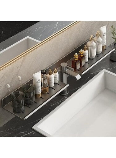 Bathroom Sink Shelf over Faucet, Wall-Mounted Bathroom Shelf Organizer, U-Shaped Over Faucet Design, No Drilling Carbon Steel Shower Shelves for Bathroom, Kitchen, Toilet, Laundry (60cm-23.6")