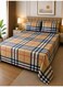 King Size Bed Sheet Set 220x240 cm Check Print 125 GSM Soft Breathable Fabric 1 Bedsheet 2 Pillow Covers Durable Fade Resistant
