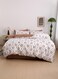 Home Queen size 6 piece duvet cover set modern floral tile print bedding set Black/Brown