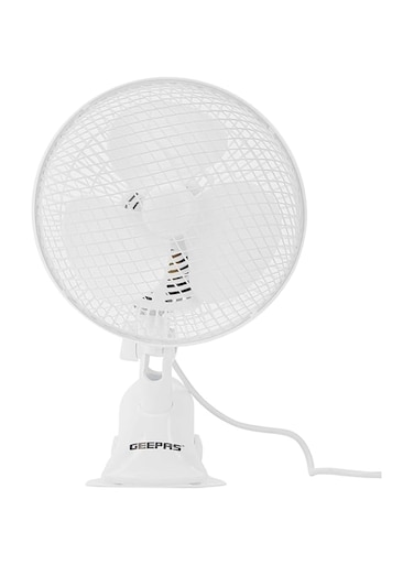 Geepas-2-in-1 Desk Fan, Clip Fan with Oscillation, GF9626N   Safety Grill   Plastic Clip Fan with 3 Blades   30W Powerful Motor   Ideal for Home, Office, Etc