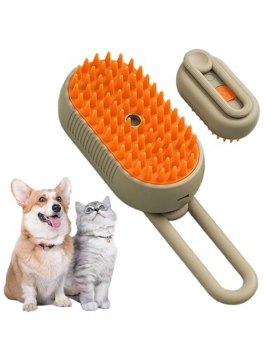 KOWVOWZ 3 In1 Cat Steam Brush, Pet Hair Removal Comb, Self Cleaning Steam Cat Brush, Silicone Massage Comb Cat Brush for Shedding Multifunctional Dog Hair Brush Removing Tangled and Loosse Hair