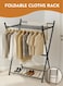Foldable Clothes Drying Rack with Shoe Shelf &acirc;&euro;&ldquo; Heavy Duty Metal Garment Stand, Space Saving Clothes Rack for Bedroom &amp; Laundry