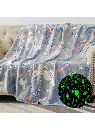 HOME Kids Glow in The Dark Blanket Soft Throw All Seasons for Couch Sofa Bed 150 x 120cm