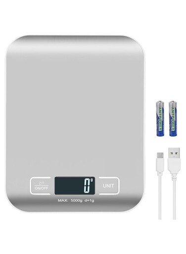 Emarful Digital Shipping Scale,Stainless Steel Panel, Accurate 5kg/1g Portable Postal Scale for Packages, Small Business,Kitchen, Food, Handmade, Liquids, and Boutique (Silver Rechargeable(5kg/1g))