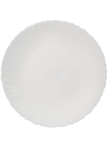 Royalford 7.5" Opal Ware Spin Dessert Plate - Pasta Plates   plate with playful Classic decoration, dishwasher safe   Dishwasher Safe   Ideal for Soup, Desserts, Ice Cream and More (Spin White)