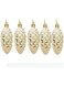 Shiny &amp; Glitter Decorated Pine Cone Baubles &ndash; Christmas Tree Decorations Pack of 5 (golden)