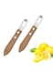 2 Pieces Lemon Paring Knife, 5.94x0.86 Inch Stainless Steel Wooden Handle Peeling Tools for Grapefruit, Lime, Grapefruit, Orange, Lemon
