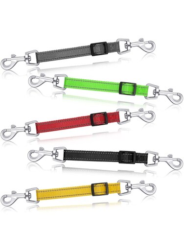 Saintrygo 5 Pcs Safety Dog Collar Clips Prong Dog Collar Backup Adjustable Reflective Nylon Dog Collar Connectors Metal Double Ended Backup Clasp for Dog Harness Pet (Dark Color)
