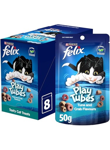 Felix Purina PlayTubes Tuna &amp; Crab 50g, Pack of 8
