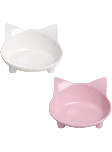 Cat Bowl Cat Food Bowls Non Slip dog Dish Pet Food Bowls Shallow Cat Water Bowl Cat Feeding Wide Bowls to Stress Relief of Whisker Fatigue Pet Bowl of Dogs Cats Rabbits Puppy(Safe Food-grade Material)
