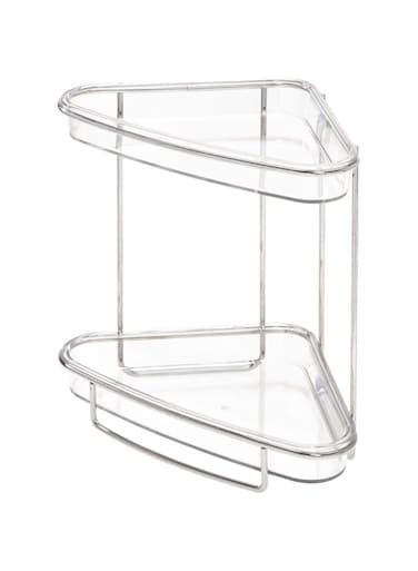 Idesign 42460 Clarity Plastic Free-Standing 2-Tier Vanity Shelves, Storage For Countertops, Desks, Dressers, Bathroom, 9.68" X 6.43" X 9.05", BrUShed
