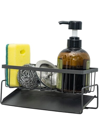 Freihouse Sponge Holder for Kitchen Sink, Kitchen Sink Caddy, Kitchen Sink Organzier and Storage, Rustproof Carbon steel Kitchen Sink Accessories