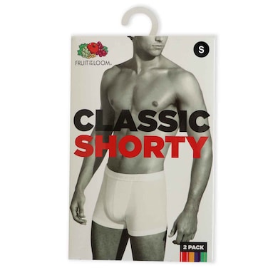 Fruit of the Loom Men Classic Shorty, White, Size Small, Pack of 2
