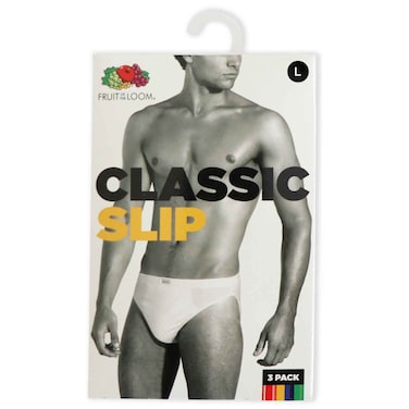 Fruit of the Loom Men Classic Slip, White, Size Large, Pack of 3