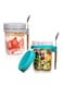 Oats Jars with Lid and Spoon, 2PCS 350ml Large Capacity Airtight Oatmeal Container with Measurement Marks