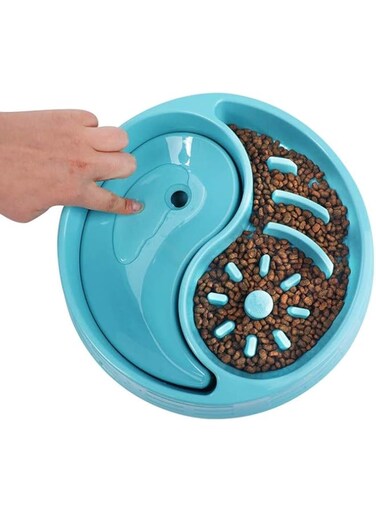 MDINC Pet Dog Slow Feeder Bowl Anti-Gulping Interactive Bloat for Large Medium Dogs (Blue)