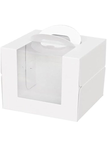 Red Dot Gift&reg; 5-Pack 6 Inch Cake Boxes 21 * 21*Height 17cm With Transparent Window (5 Box with 5 Cake Boards) Cake Carrier with Built-in Handle and Clear Window for Wedding, Birthday, Party