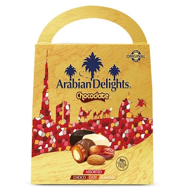 Arabian Delights Chocodate Assorted Chocolate Coated Dates with Almonds Gift Pack, 725g